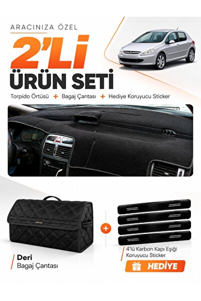 e-biz Peugeot 307 (2001-2008) Compatible Glove Box Cover + Leather Trunk Bag ...