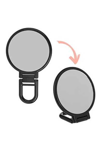 OEM Black Round Pocket Mirror with Handle Ø9x15.5cm