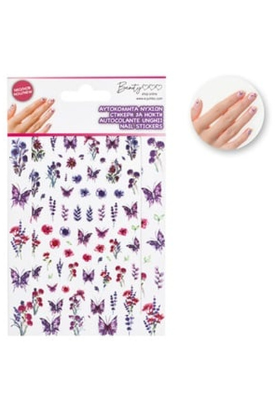 OEM Purple Lilac Floral & Butterflies Nail Stickers