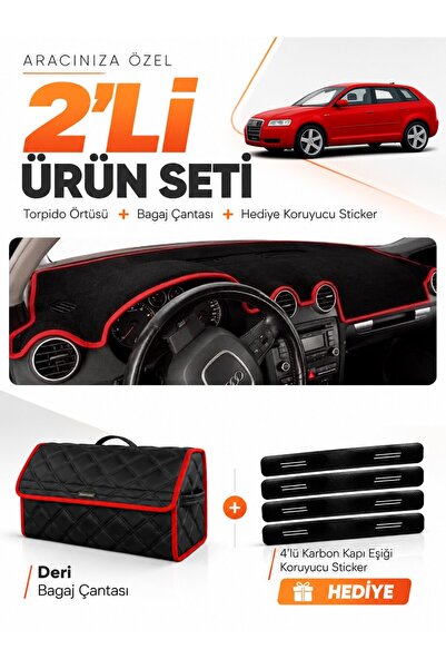 e-biz Audi A3 (2004-2008) Compatible Glove Box Cover + Leather Trunk Bag + St...