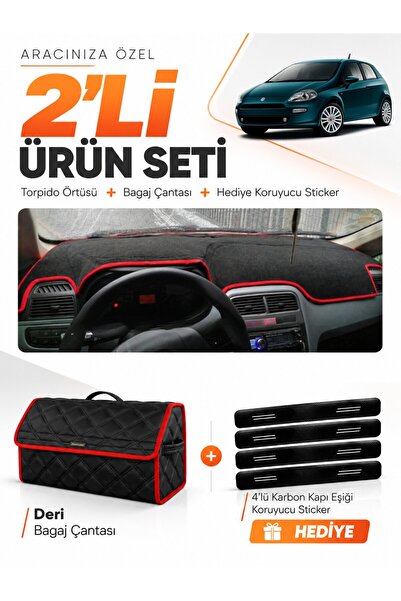 e-biz Fiat Punto Grande (2005-2018) Compatible Dashboard Cover + Leather Trun...