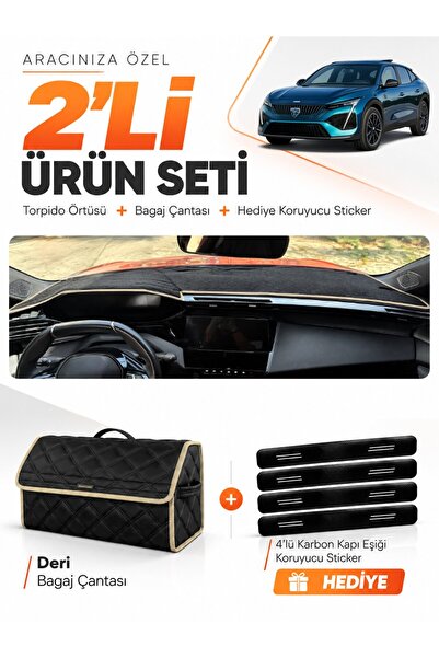 e-biz Peugeot 408 (2022-2026) Compatible Dashboard Cover + Leather Trunk Bag ...