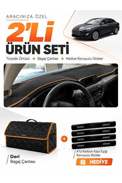 e-biz Ford Focus 4 (2017-2021) Compatible Dashboard Cover + Leather Trunk Bag...