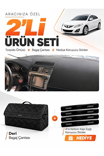 e-biz Mazda 6 (2007-2013) Compatible Dashboard Cover + Leather Trunk Bag + St...