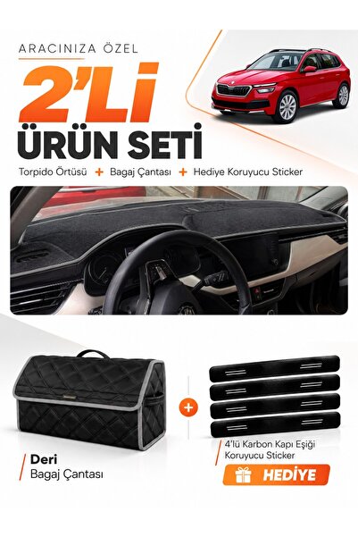 e-biz Skoda Kamiq (2020-2025) Compatible Dashboard Cover + Leather Trunk Bag ...