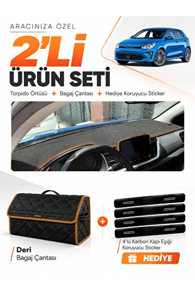 e-biz Kia Rio (2019-2024) Compatible Torpedo Cover + Leather Trunk Bag + Stic...
