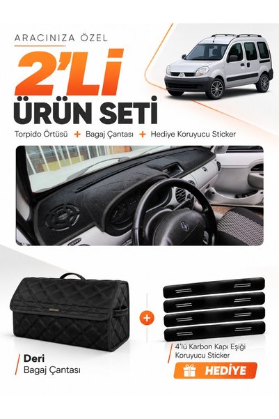 e-biz Glove Box Cover + Leather Luggage Bag Set Compatible with Renault Kango...