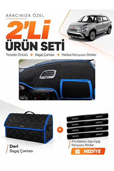 e-biz Fiat 500L (2013-2017) Compatible Dashboard Cover + Leather Trunk Bag + ...