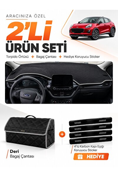 e-biz Ford Puma (2020-2023) Compatible Dashboard Cover + Leather Trunk Bag + ...