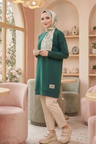 SHİROSA Two-Thread Hijab Tunic with Embroidery