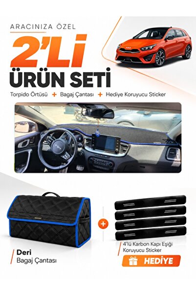 e-biz Kia Ceed (2020-2025) Compatible Torpedo Cover + Leather Luggage Bag + S...