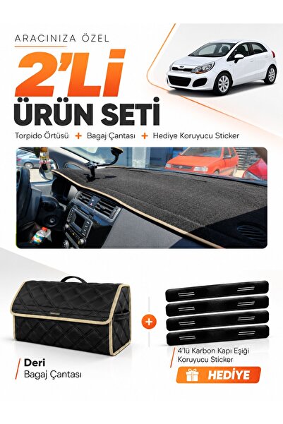 e-biz Kia Rio (2012-2018) Compatible Torpedo Cover + Leather Luggage Bag + St...