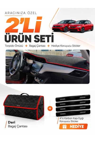 e-biz غطاء توربيدو + حقيبة أمتعة جلدية + مجموعة ملصقات متوافقة مع OPEL CORSA ...