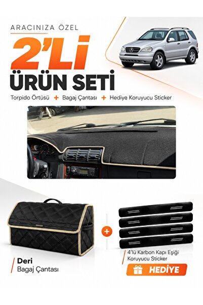e-biz Mercedes W163 M-Class (1997-2005) Compatible Glove Box Cover + Leather ...