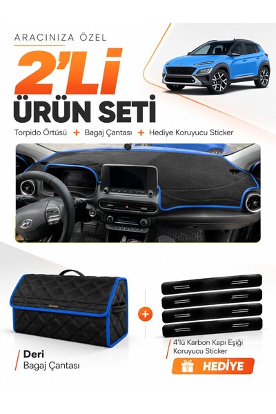 e-biz Hyundai Kona (2020-2022) Compatible Glove Box Cover + Leather Trunk Bag...