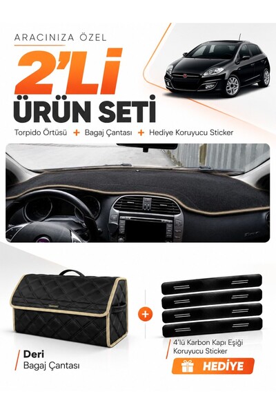 e-biz Fiat Bravo (2007-2014) Compatible Dashboard Cover + Leather Trunk Bag +...