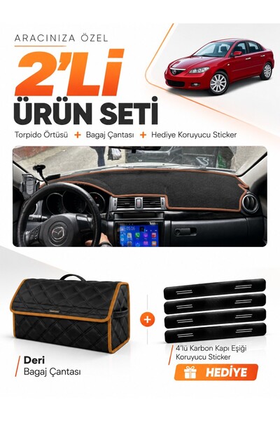 e-biz Mazda 3 (2003-2009) Compatible Dashboard Cover + Leather Trunk Bag + St...