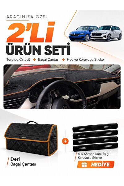 e-biz Skoda Scala (2020-2026) Compatible Dashboard Cover + Leather Trunk Bag ...