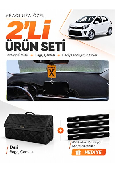 e-biz Kia Picanto (2017-2025) Compatible Glove Box Cover + Leather Trunk Bag ...