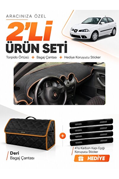 e-biz Seat Ibiza (2001-2008) Compatible Glove Box Cover + Leather Trunk Bag +...