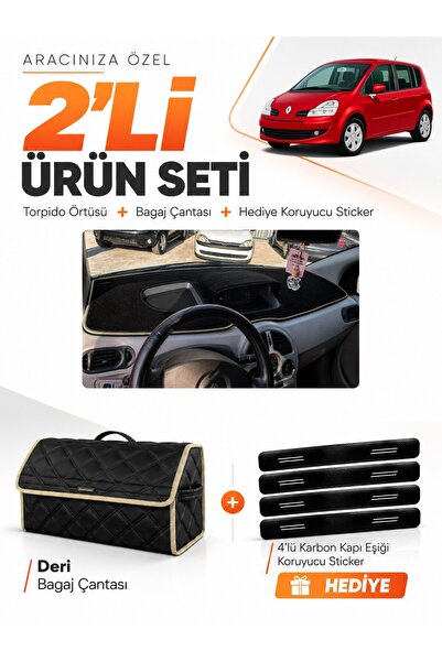 e-biz Renault Modus (2004-2012) Compatible Glove Box Cover + Leather Trunk Ba...