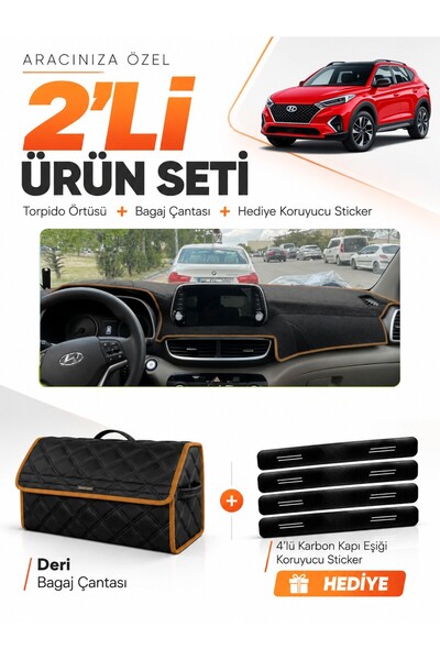 e-biz Hyundai Tucson (2018-2021) Compatible Glove Box Cover + Leather Trunk B...