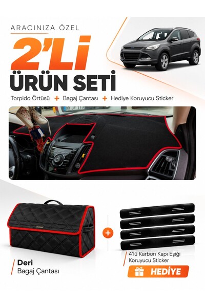e-biz Ford Kuga (2013-2015) Compatible Dashboard Cover + Leather Trunk Bag + ...