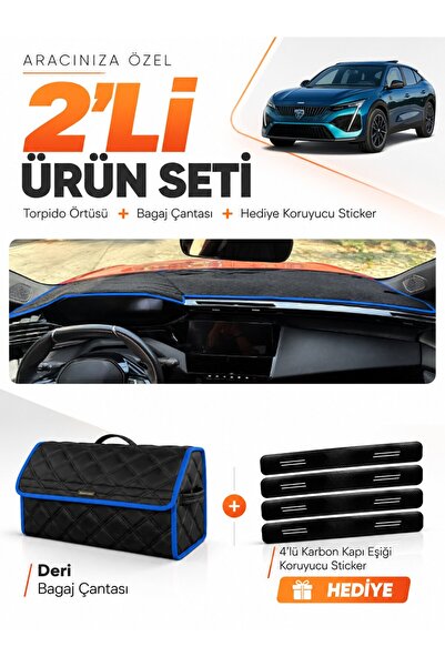 e-biz Peugeot 408 (2022-2026) Compatible Dashboard Cover + Leather Trunk Bag ...