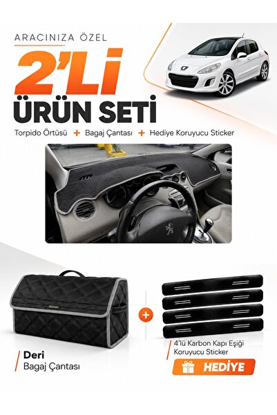 e-biz Peugeot 308 (2008-2014) Compatible Dashboard Cover + Leather Trunk Bag ...