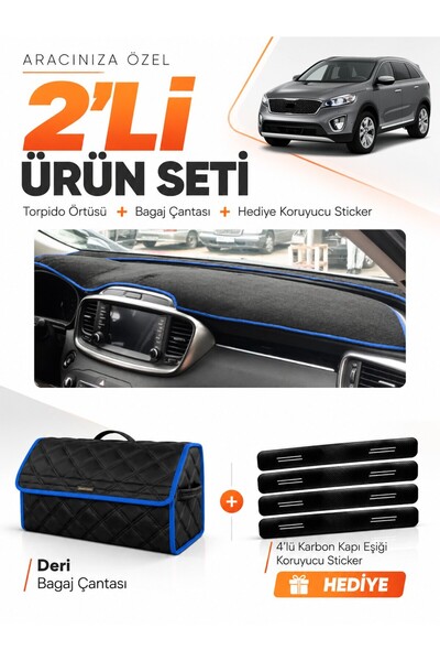 e-biz Kia Sorento (2015-2018) Compatible Torpedo Cover + Leather Trunk Bag + ...