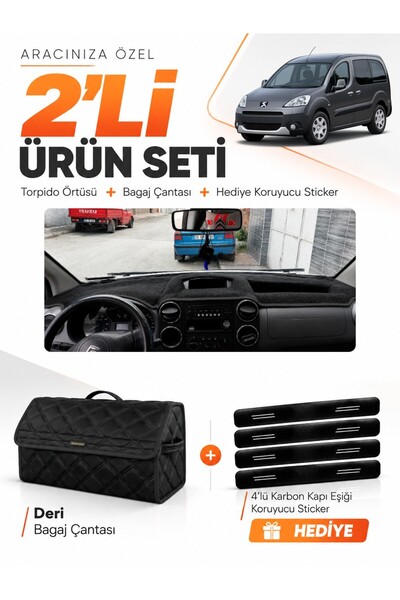 e-biz Torchido Cover + Leather Luggage Bag Set Compatible with Peugeot Partne...