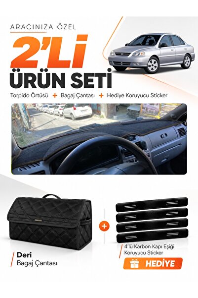 e-biz Kia Rio (2000-2005) Compatible Torpedo Cover + Leather Luggage Bag + St...