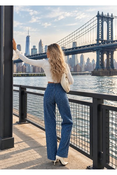 Swet Shop Jeans Women's Blue Wide-Leg Pants