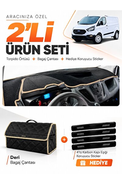 e-biz Ford Transit Custom (2012-2020) Compatible Glove Box Cover + Leather Lu...