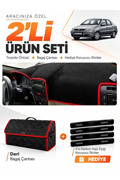 e-biz Fiat Albea (2005-2012) Compatible Dashboard Cover + Leather Trunk Bag +...