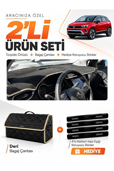 e-biz Opel Crossland (2020-2024) Compatible Dashboard Cover + Leather Trunk B...