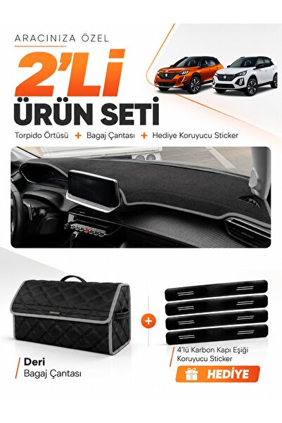 e-biz Peugeot 2008 (2020-2026) Compatible Dashboard Cover + Leather Trunk Bag...