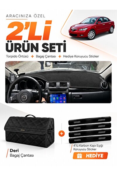 e-biz Mazda 3 (2003-2009) Compatible Dashboard Cover + Leather Trunk Bag + St...