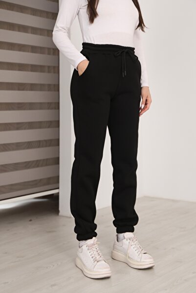 silarose Women's 3-Thread Cotton Sweatpants with Elastic Cuffs and Lace-Up Wa...