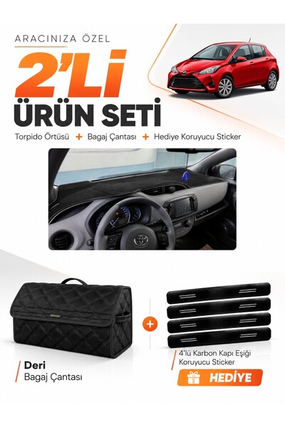 e-biz Toyota Yaris (2014-2019) Compatible Dashboard Cover + Leather Trunk Bag...