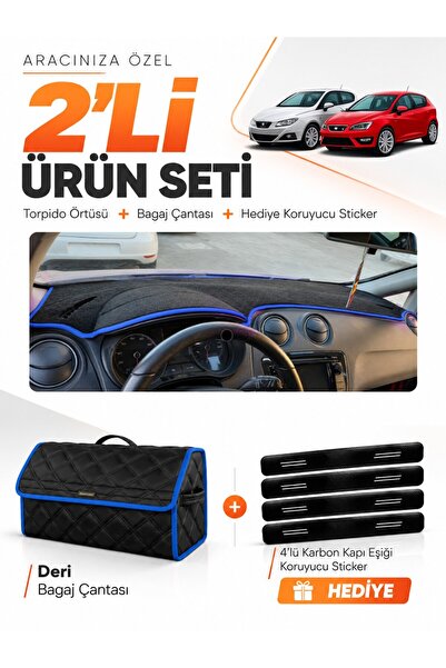 e-biz Seat Ibiza (2008-2017) Compatible Glove Box Cover + Leather Trunk Bag +...