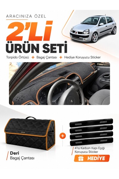 e-biz Renault Clio 2 Top Pocketed (2003-2006) Compatible Glove Box Cover + Le...