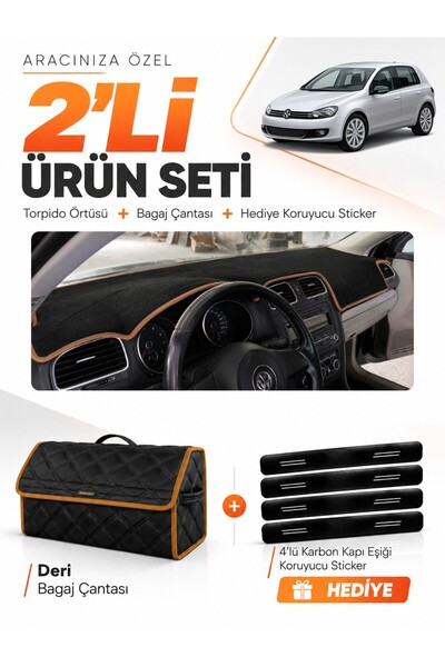 e-biz Volkswagen Golf 6 (2008-2012) Compatible Glove Box Cover + Leather Trun...