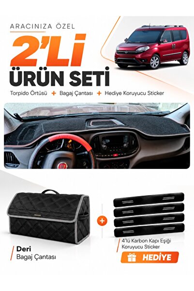 e-biz Fiat Doblo (2015-2023) Compatible Dashboard Cover + Leather Trunk Bag +...