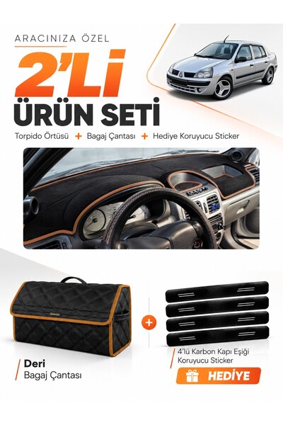 e-biz Renault Clio Symbol Ali̇ze (2002-2008) Compatible Torpedo Cover + Leath...