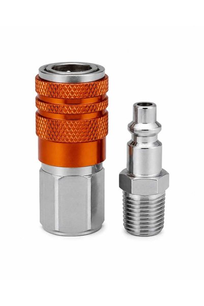 Generic Brand 1/4" Npt Quick Air Coupler & Plug Set with Male Valve - Quick A...