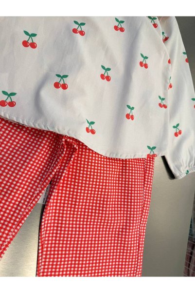 Yula Baby Girl's Ruffle Collar Cherry Vintage Shirt Blouse
