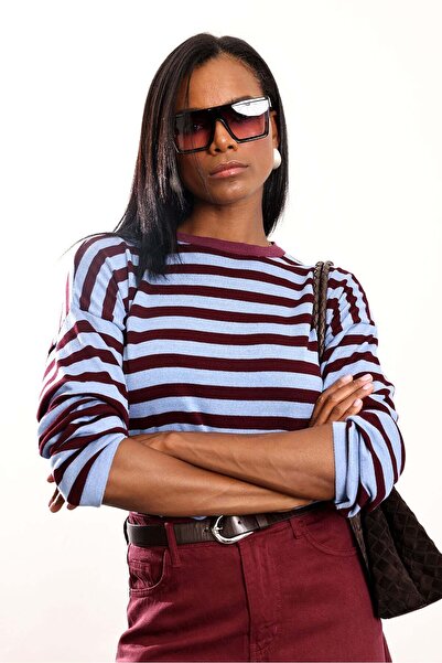 5in1Canpolat Burgundy Striped Knitwear 261165