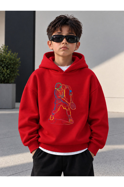 LORVEX سويت شيرت (هودي) للأولاد مطبوع بثلاث خيوط وطباعة شاردونلو للشتاء
