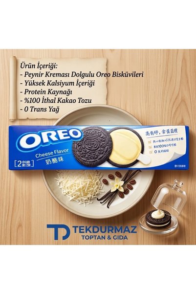 Tekdurmaz Oreo Cheese Flavor Peynir Kremalı Dolgulu Sandviç Bisküvi 97 g (İth...